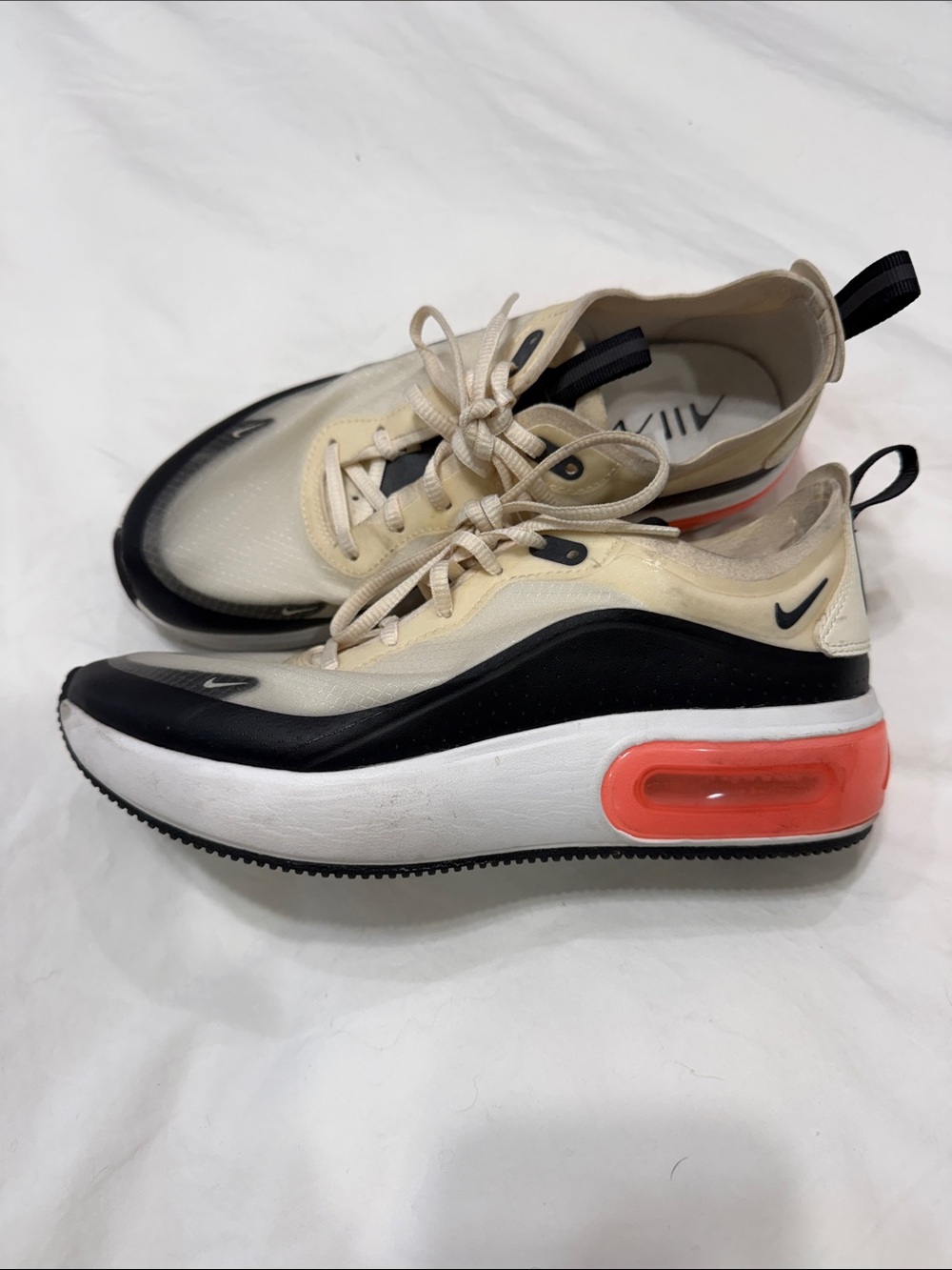Nike Air Max Dia Women’s Platform Sneakers - Cream/Black with Coral Accent